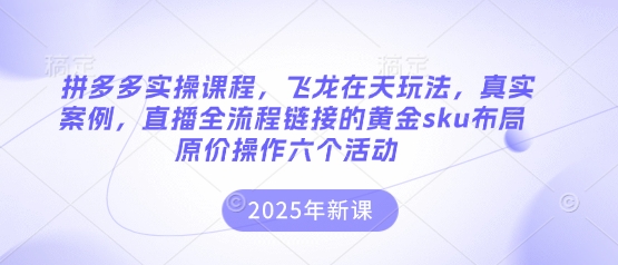 拼多多实操课程,飞龙在天玩法,真实案例,直播全流程链接的黄金sku布局原价操作六个活动-“发个发”赚钱知识平台