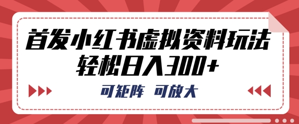 首发小红书虚拟资料玩法，可矩阵，可放大，轻松日入3张-“发个发”赚钱知识平台