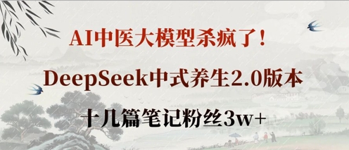 AI中医大模型杀疯了！DeepSeek中式养生2.0版本，十几篇笔记粉丝3w+-“发个发”赚钱知识平台